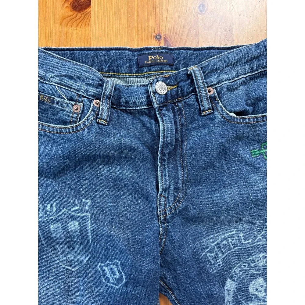 Vintage Polo Ralph Lauren Boys Sullivan Slim Navy Embroidered Jeans‎ Size 14/16